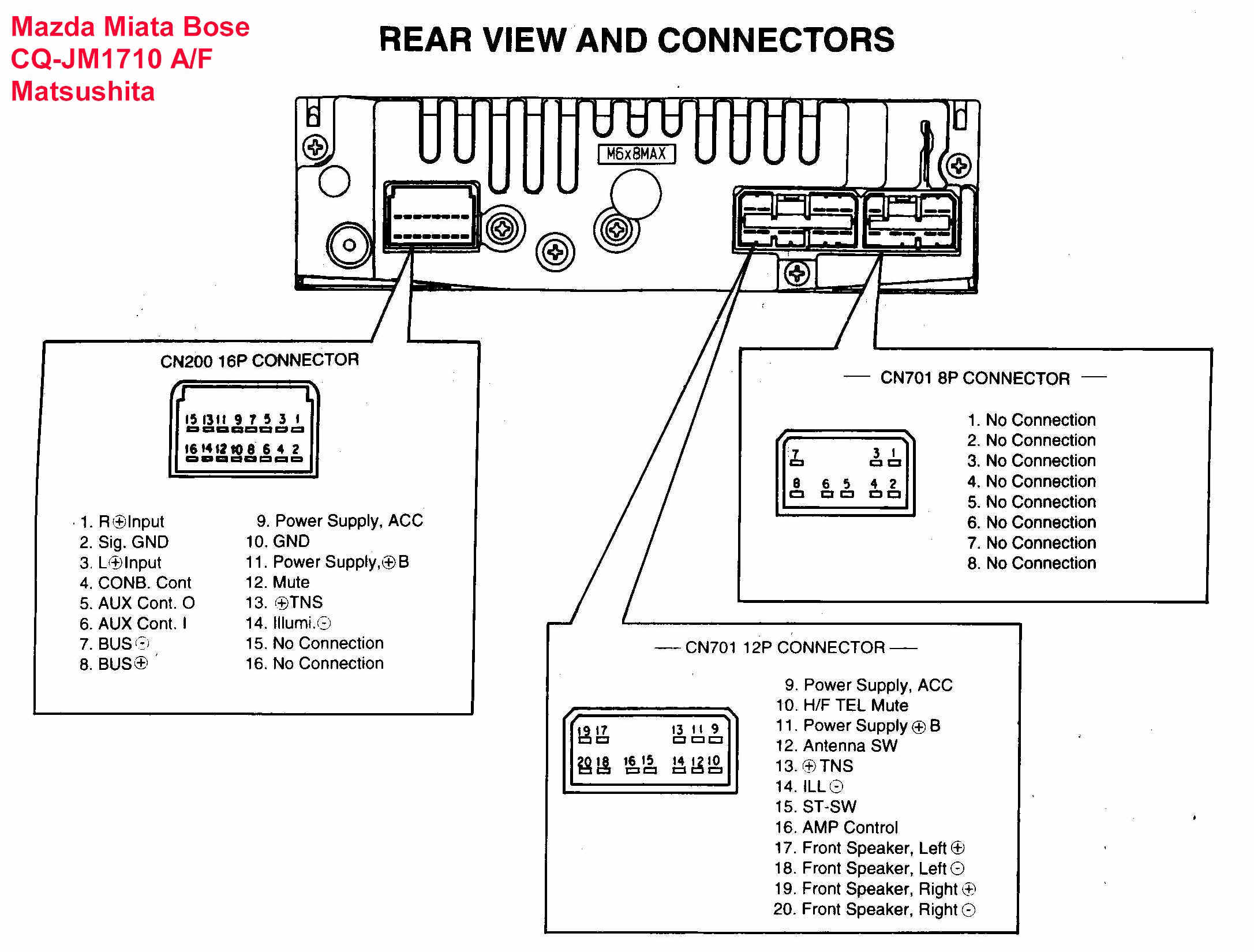 Car Audio Wire Diagram Codes Mazda - Factory Car Stereo Repair - Bose